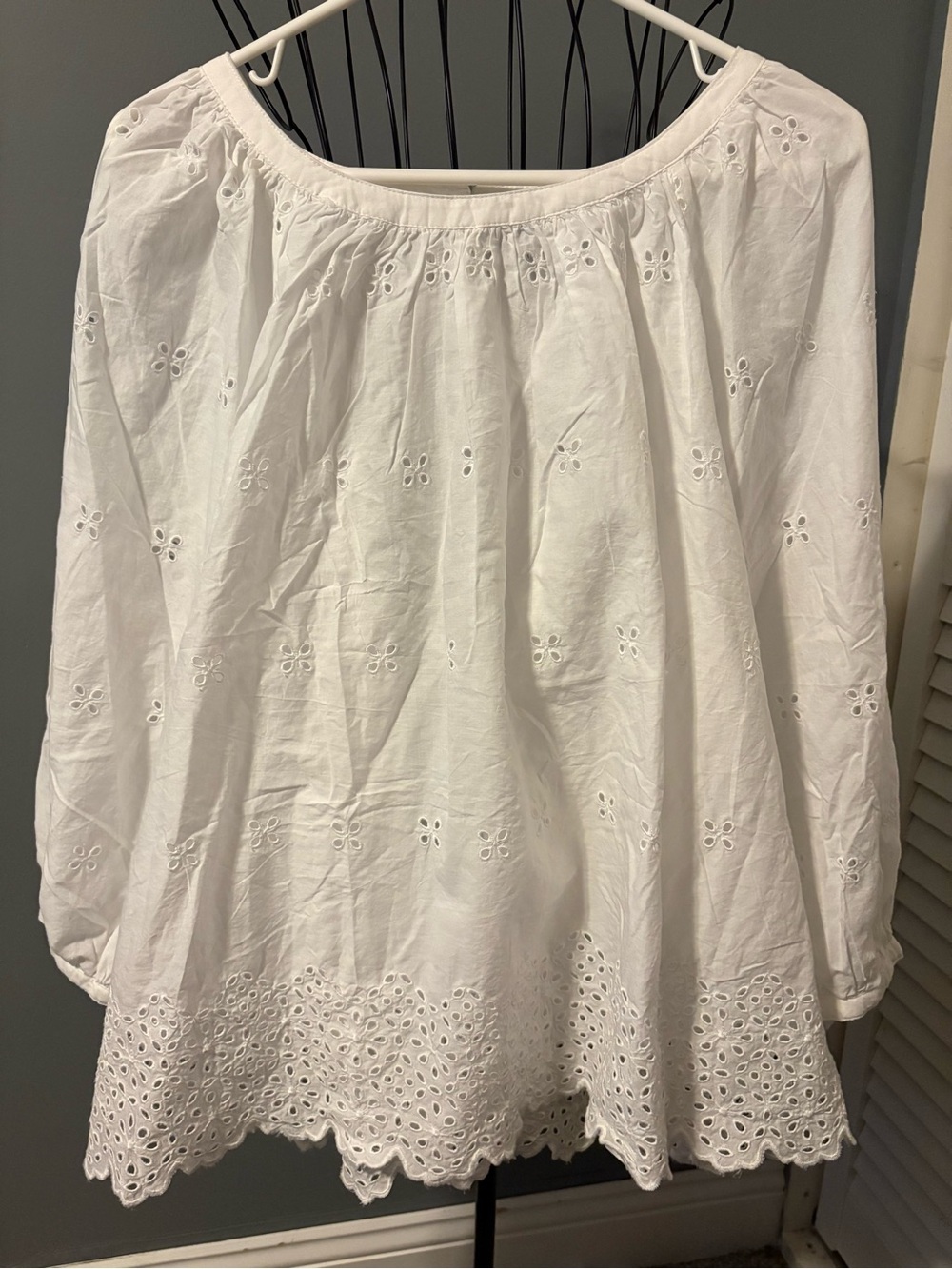 Old Navy White Eyelet A-Line Top